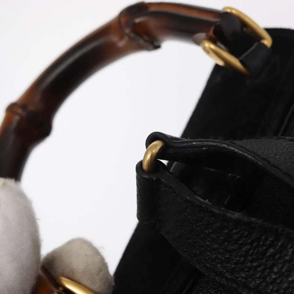 GUCCI Bamboo Backpack Suede Black Gold 003 1956 0030 Auth 155694 - Picture 9 of 15